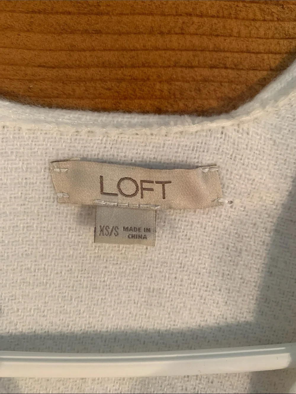 LOFT Cream Throw Poncho with Gray and Tan Stripes